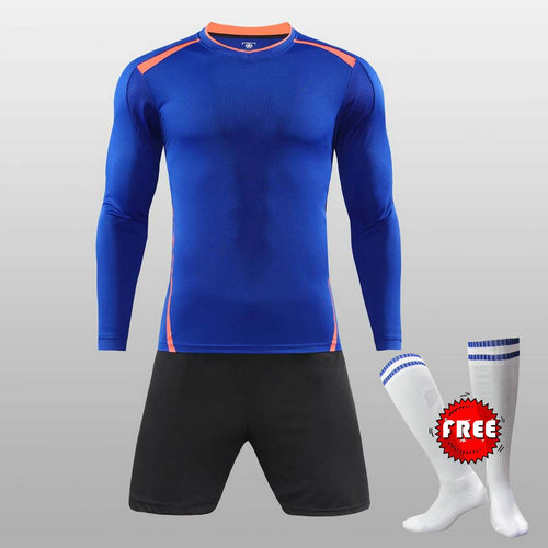 Free Socks Boys Soccer Clothes Sets Children Long Sleeve Football Jerseys Kids